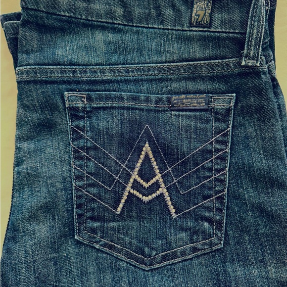 7 For All Mankind Blue Flare Leg Jeans - Picture 1 of 5